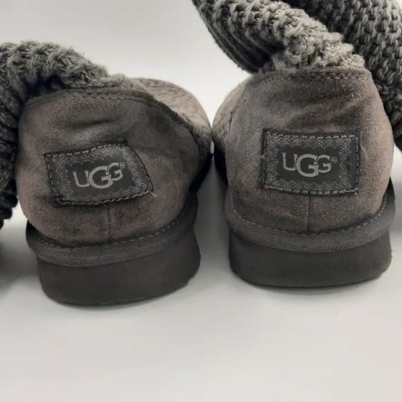 UGG Sweater Knit Foldover Boot Classic Grey Silver Warm Boho Casual Slouchy 8 - Picture 5 of 11